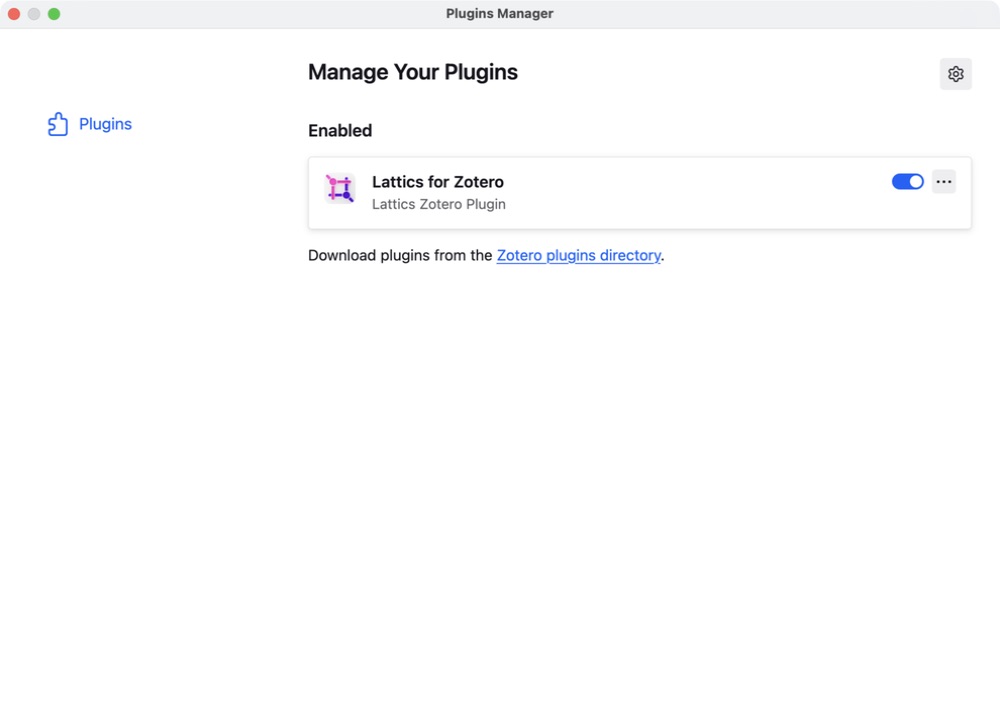 Lattics for Zotero 插件已在 Zotero 中启用